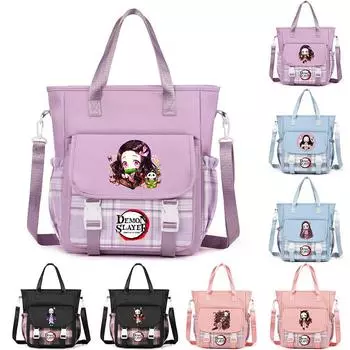 Сумка-тоут Demon Slayer, сумка через плечо, сумка для переноски, сумка на плечо для девочек-подростков, мальчиков, школьная сумка, сумка для мужчин и женщин, дорожная сумка для отдыха Mochila