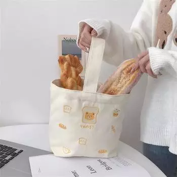 Сумка-тоут для ланча в мультяшном стиле с животными, большой вместимости, ярких цветов, прочный холщовый мешок для ланча для коробки