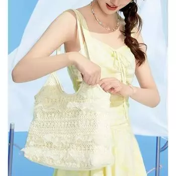 Сумка-тоут для летнего отдыха на природе, кружевная сетчатая сумка через плечо для женщин