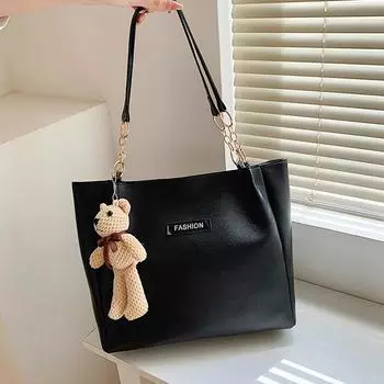 Сумка-тоут для отдыха и поездок на работу большой вместимости, летняя новая модная и простая сумка через плечо, иностранная сумка-мессенджер, женская сумка Without pendant чёрный