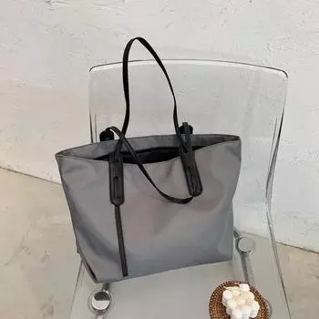 Сумка-тоут для поездок на работу, большая вместительная сумка, женская сумка с ретро-текстурой, универсальная, простая, новая, модная сумка через плечо светло-серый