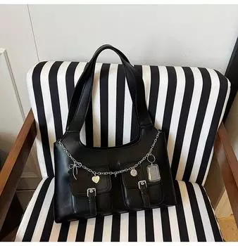 Сумка-тоут для поездок с несколькими карманами, новый универсальный трендовый рюкзак, женская модная женская сумка большой вместимости чёрный