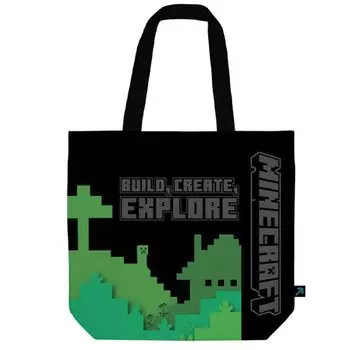 Сумка-тоут для похода Minecraft Papercraft Tote, черная, высота 370 x ширина 390 x глубина 100 мм, MCT-POT-BK