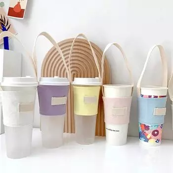 Сумка-тоут для стаканов для напитков, чехол для кружки, цветная холщовая сумка для удобного использования, набор стаканов для напитков, прочная холщовая сумка ручной работы для дома