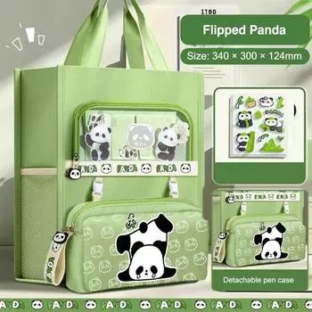 Сумка-тоут для студентов большой вместимости Капибара/Панда Сумка для документов Учебные принадлежности 10