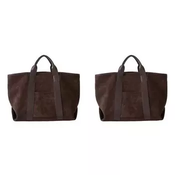 Сумка-тоут для женщин, большая вместительная сумка на плечо, замшевая винтажная сумка для поездок на работу(Кофе)