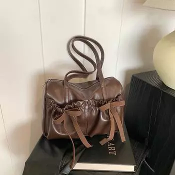 Сумка-тоут для женщин премиум-класса с бантом, большая вместимость, повседневная, универсальная, через плечо 29*12*22 коричневый