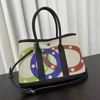Сумка-тоут для женщин с цветным граффити и садом, большая вместимость, новая кожаная универсальная ручная холщовая сумка 30x19x14cm