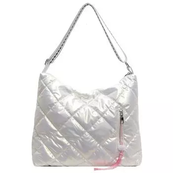 Сумка-тоут для женщин, стеганая сумка через плечо, нейлоновая сумка на молнии, модная сумка-портфель, дорожная сумка для поездок на работу кофейный