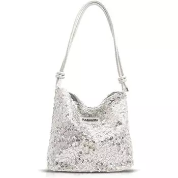 Сумка-тоут для женщин, сумка с пайетками, регулируемый плечевой ремень, сумка через плечо для свадьбы, выпускного вечера, вечеринок, путешествий серебряный