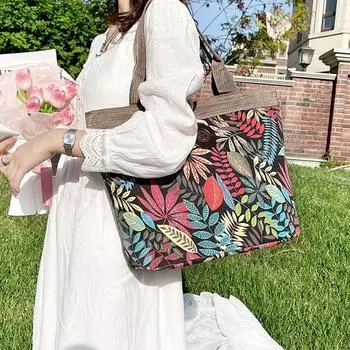 Сумка-тоут, геометрическая тканевая сумка, холщовая сумка с леопардовым принтом, сумка через плечо в этническом стиле, косметичка Style B