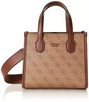 Сумка-тоут GUESS Silvana mini latero PROCESSING PROCESSING, логотип/коричневый,