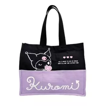 Сумка-тоут Hatayama Shoji черная парусиновая Kuromi H28 x x D14 см 64202279 3-карманная W35.5