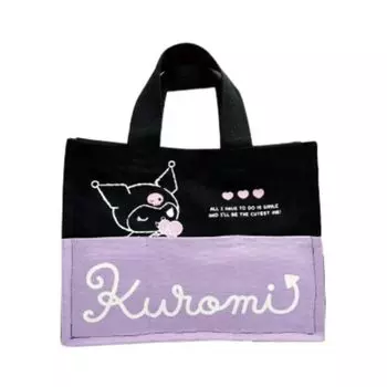 Сумка-тоут Hatayama Shoji с тремя карманами, черная парусиновая, Kuromi x Ш30 x Г12 см 64202275 В22,5