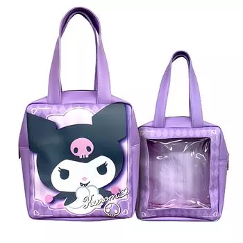Сумка-тоут Hatayama Shoji Sanrio с прозрачным окошком Favorite Kuromi Приблизительные размеры: В20 x Ш18 x Г7 см 34202172