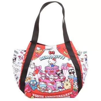 Сумка-тоут Hello Kitty HELLO KITTY 50th Anniversary Большая вместительная сумка-тоут Sanrio Kuromi My Melody Cinnamoroll Goods [Lelotte] Товары для мам (KT50th4234)