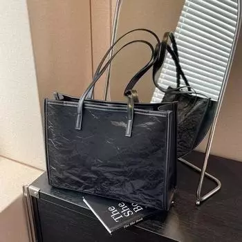 Сумка-тоут, High-End Sense, большая плиссированная сумка, простая рабочая сумка для поездок на работу, сумка через плечо. коричневый