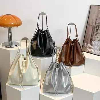 Сумка-тоут, High-End Sense, женская сумка большой вместимости, простая сумка-ведро, модный рюкзак. коричневый