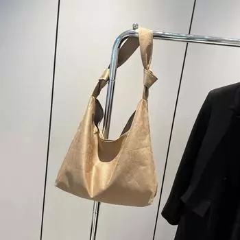 Сумка-тоут из бархата чистого цвета, модная, с узлом, ручная, вместительная, повседневная, простая, с ремешком, на плечо