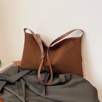 Сумка-тоут из бархата в стиле ретро из оленьей кожи для женщин на осень и зиму, новая модная сумка через плечо высокого класса