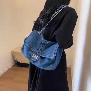 Сумка-тоут из денима Xiaoxiangfeng, вместительная женская сумка для поездок на работу, высокая версия, экспортированная в Японию, оригинальная одинарная сумка синий