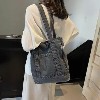 Сумка-тоут из денима, женская сумка на плечо, винтажная сумка белый