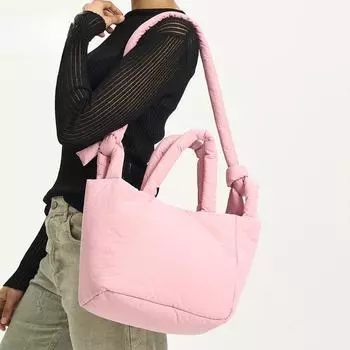 Сумка-тоут из хлопка и нейлона с узелковым ремнем, вместительная, женская, мягкая, легкая, через плечо чёрный