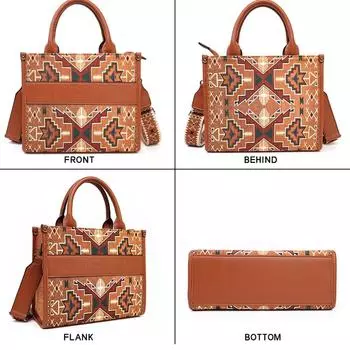 Сумка-тоут из холста с бохо-принтом, большая вместимость, повседневная, Niche Premium Sense 27*10*23cm