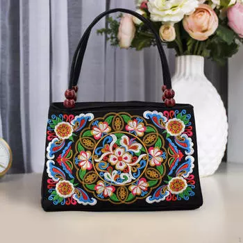 Сумка-тоут из холста с вышивкой и внутренним карманом, модная женская сумка для шопинга с верхней ручкой A