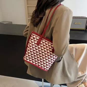 Сумка-тоут из искусственной кожи, сумка для покупок, классический красный узор, 2 шт., универсальная сумка через плечо