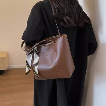 Сумка-тоут из искусственной кожи, женская сумка, сумка через плечо большой вместимости коричневый