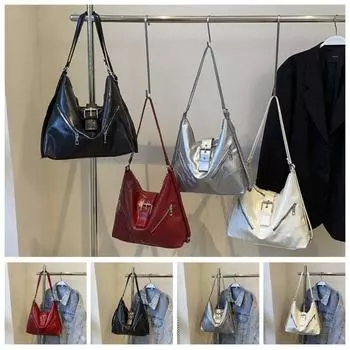 Сумка-тоут из кожи в стиле панк, повседневная сумка для поездок на работу, портативная женская сумка под мышкой для женщин серебряный