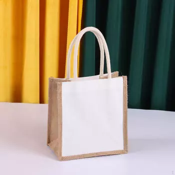 Сумка-тоут из мешковины, холст, подарочные сувениры с открытым верхом, многоразовая продуктовая покупка для DIY, художественных промыслов 36cmx32cmx19cm_Brown