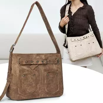 Сумка-тоут из мягкой кожи с заклепками, женская сумка через плечо, сумка через подмышку синий