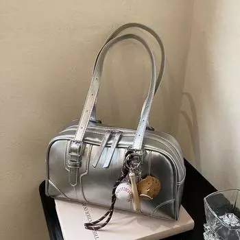 Сумка-тоут из мягкой кожи в стиле ретро, универсальная модная сумка через плечо, сумка для подмышек Spice Girl, переносная сумка для боулинга no pendant красный