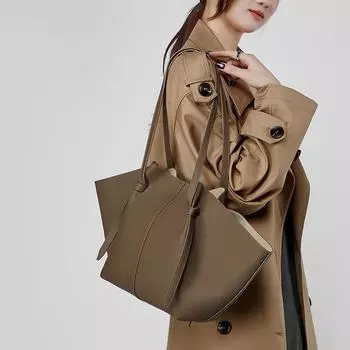 Сумка-тоут из натуральной кожи большой емкости, женская модная сумка-летучая мышь, универсальная большая сумка для поездок на работу, сумка-крыло серый