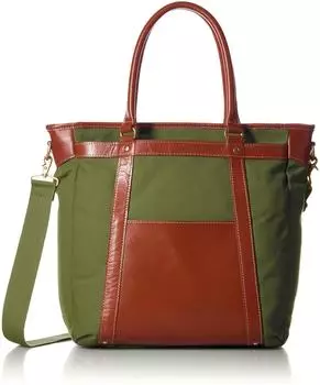 Сумка-тоут из натуральной кожи, комбинированная с холстом. Сделано в Тоёока-Хёго, на святой земле. Совместимо со спецификацией B4 2WAY цвета хаки [Kiwada] [Kiwada]