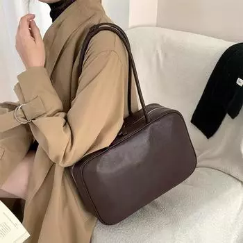 Сумка-тоут из натуральной кожи на одно плечо с длинной ручкой, большой вместимости, сумка Cowhoop Boston с растительным дублением One Size чёрный