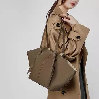 Сумка-тоут из натуральной кожи с верхним слоем из коровьей кожи, большая вместимость, женская сумка ZSL2802 чёрный