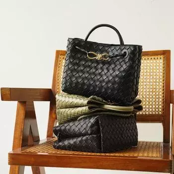 Сумка-тоут из натуральной кожи в стиле ретро с металлическим узлом - Большая вместимость через плечо