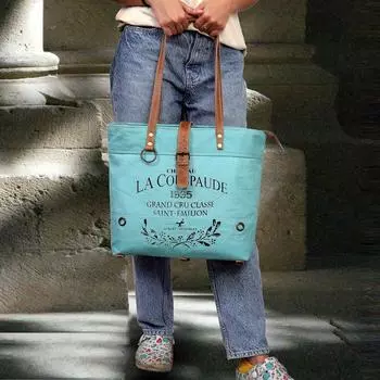 Сумка-тоут из переработанной кожи для женщин 17 x 13 x 5 in синий