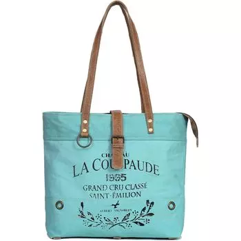 Сумка-тоут из переработанной кожи для женщин 17 x 13 x 5 in синий