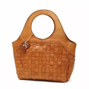 Сумка-тоут из сетчатой кожи цвета верблюжьей шерсти [Robita] AN-050M