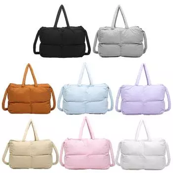 Сумка-тоут из стеганого пуховика, большая стеганая сумка на плечо, сумка-портфель, сумка через плечо для женщин чёрный