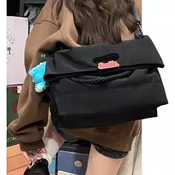 Сумка-тоут из темного нейлона большой вместимости, высококачественная текстура, универсальная сумка через плечо