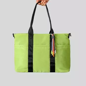 Сумка-тоут из водонепроницаемой нейлоновой ткани, большая вместимость, сумка-тоут для поездок на работу и путешествий через плечо чёрный