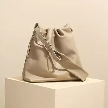 Сумка-тоут из высококачественной кожи с плиссировкой и боковой молнией, модная сумка для поездок на работу подмышкой, сумка через плечо из высококачественной кожи чёрный