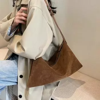 Сумка-тоут из замши и бархата в стиле ретро, осенний хит продаж, вместительная, универсальная, современная, модная, уникальная сумка через плечо