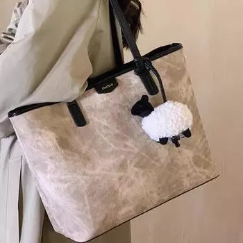 Сумка-тоут Lamb Market для женщин 2024 года, новая сумка для поездок на работу и обратно, большая вместимость, сумка через плечо