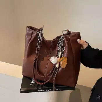 Сумка-тоут Maillard в стиле ретро, вместительная женская сумка через плечо с цепочкой в стиле ретро